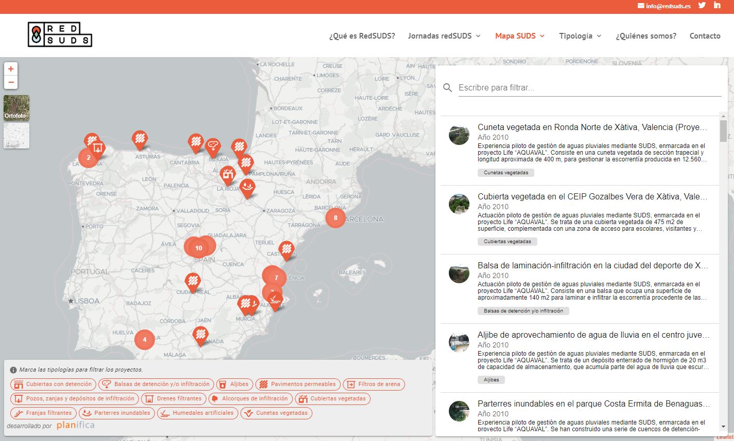 Mapa interactivo del proyecto de difusión RedSUDS